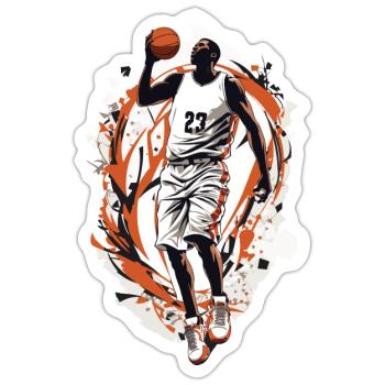 Dynamischer Basketball Freiwurf Basketballspieler - Sticker Größe S (10 x 10 cm) - Mattweiß - Vorne