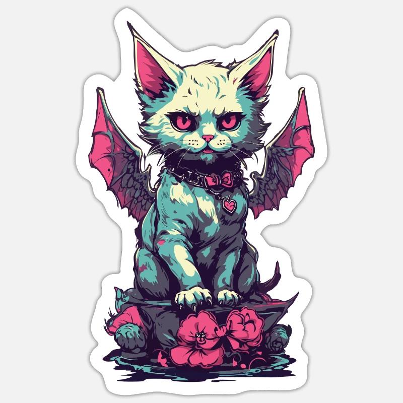 Goth chat vampire démons esthétique Sticker taille S (10 x 10 cm)