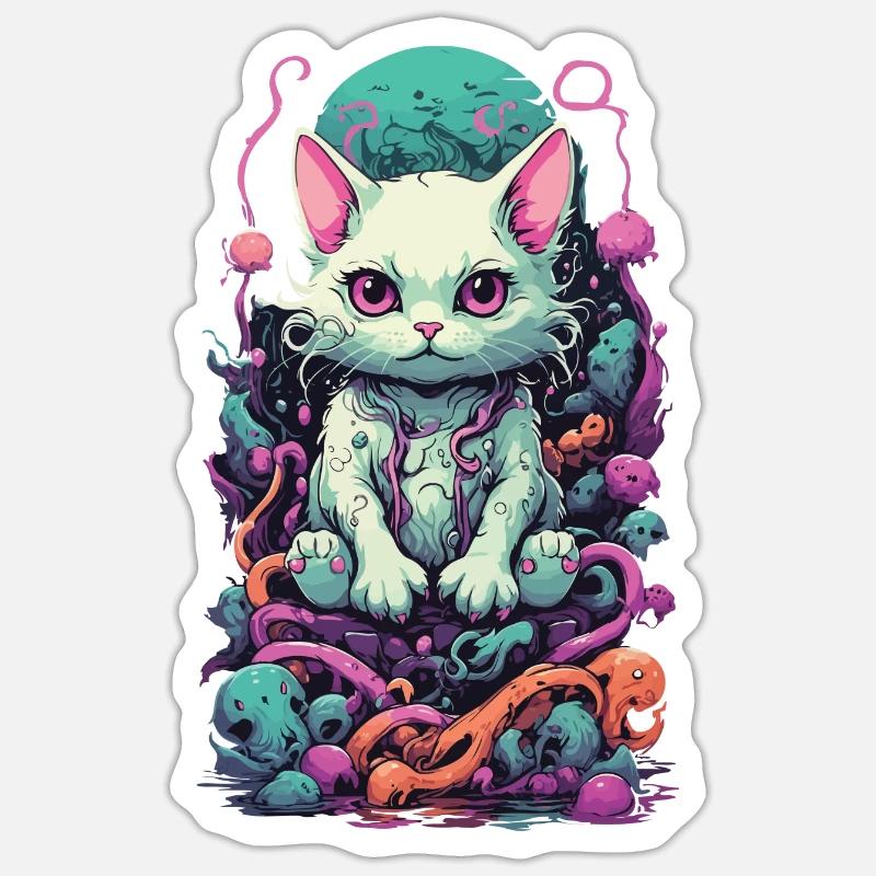 Chat Pastel Goth dans la conception de Look E-Girl Sticker taille S (10 x 10 cm)