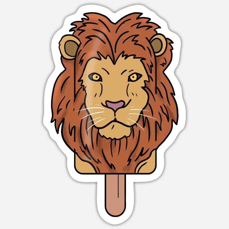 Lion Head Popsicle - Sticker size S (10 x 10 cm) - white matte
