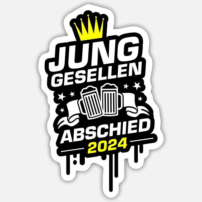 Junggesellen Abschied 2024 - Sticker Größe S (10 x 10 cm) - Mattweiß