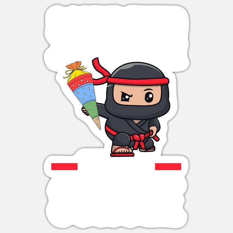 Schulkind Ninja Schulbeginn Geschenk - Sticker Größe S (10 x 10 cm) - Mattweiß