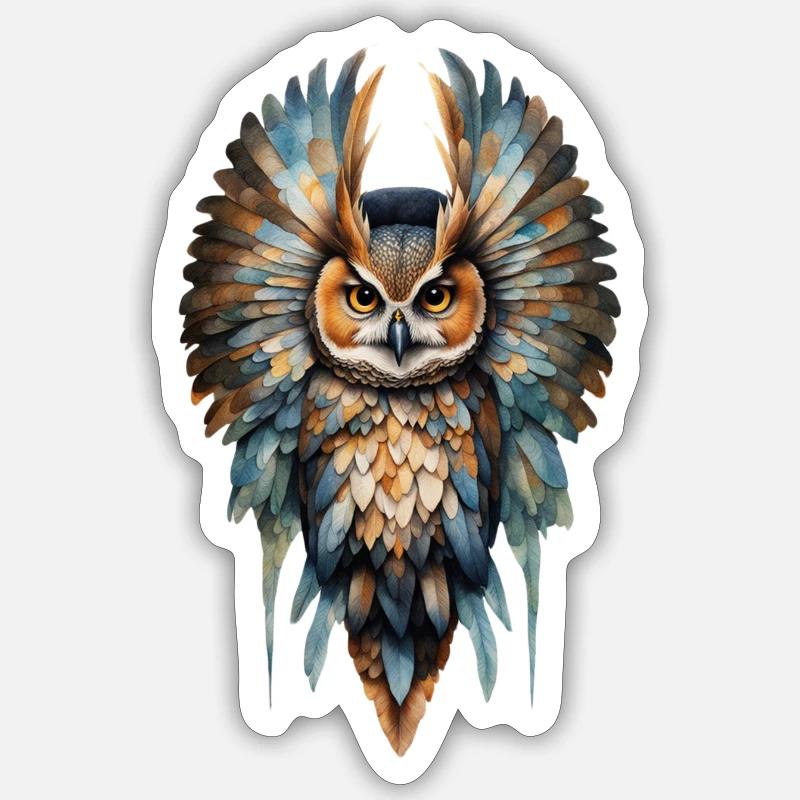 Mystische Eule - Sticker Größe S (10 x 10 cm) - Mattweiß