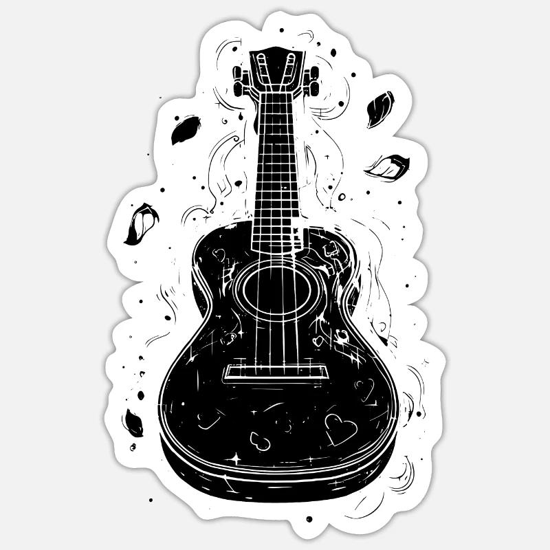 Ukulele Sketch - Sticker size S (10 x 10 cm) - white matte