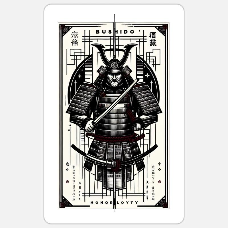 Code du Bushido : l’éthique du guerrier - Sticker taille S (10 x 10 cm) - blanc mat
