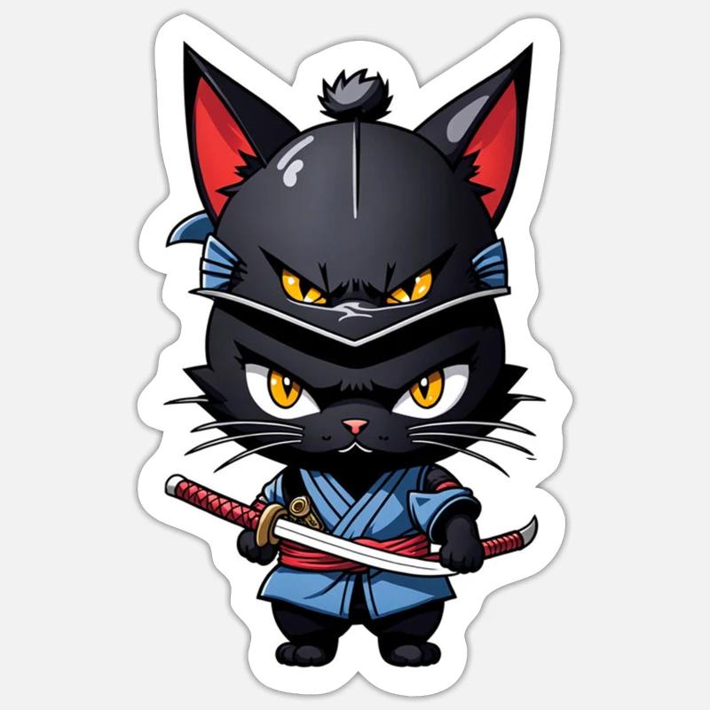 Ninja Cat - Samurai Kitten Sticker size S (10 x 10 cm)