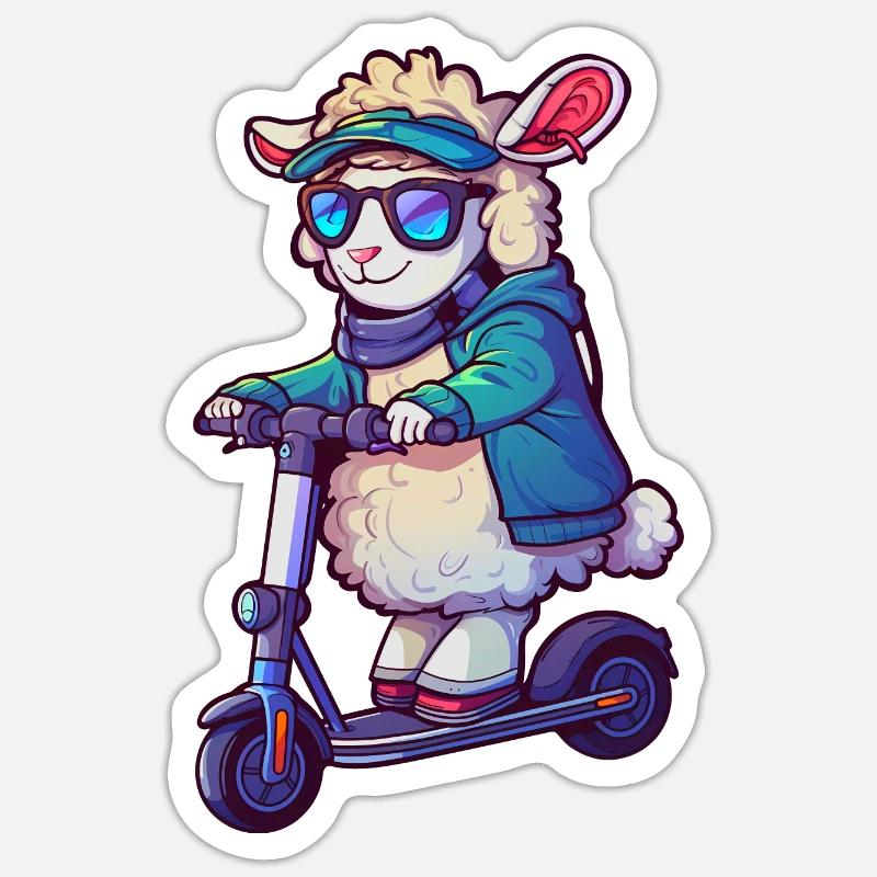 Schaf Roller - Sticker Größe S (10 x 10 cm) - Mattweiß