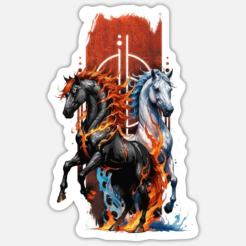 Équidé élémentaire : Cheval de feu et d’eau Sticker taille S (10 x 10 cm)