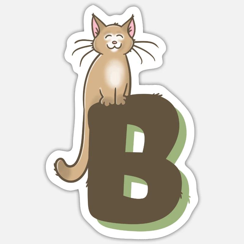 Lettre B du chat - Sticker taille S (10 x 10 cm) - blanc mat