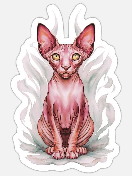 Sphynx Katze für Katzenliebhaber - Sticker Größe S (10 x 10 cm) - Mattweiß