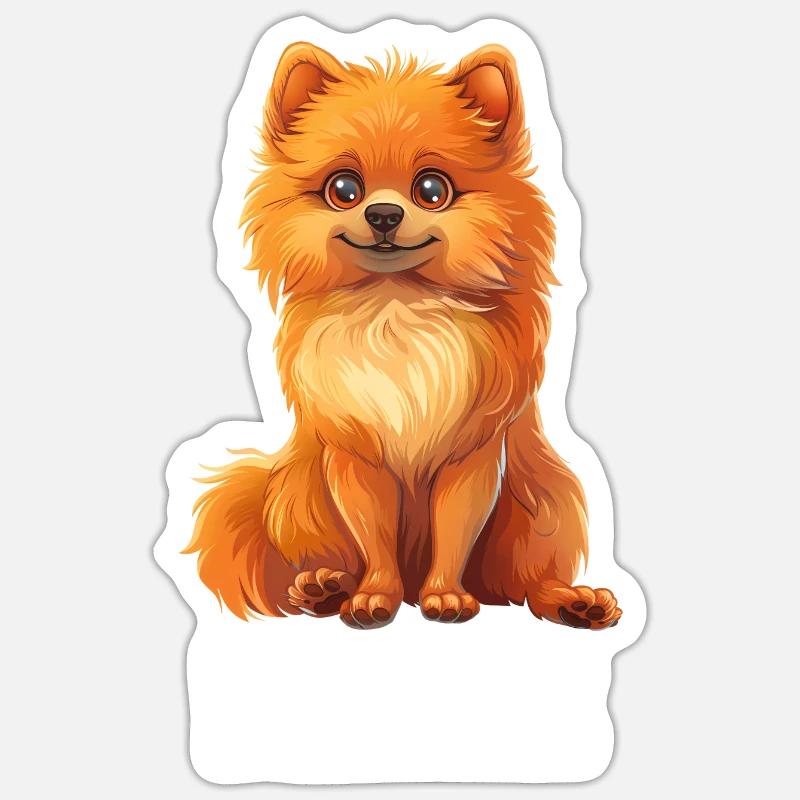 Zwergspitz - Sticker Größe S (10 x 10 cm) - Mattweiß