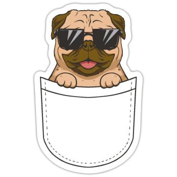Pug Pocket Sonnenbrille - Sticker Größe S (10 x 10 cm) - Mattweiß - Vorne