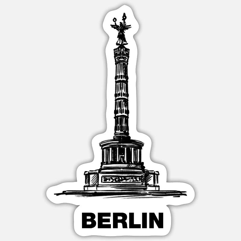 Berlin - Siegessäule/Goldelse - Sticker Größe S (10 x 10 cm) - Mattweiß