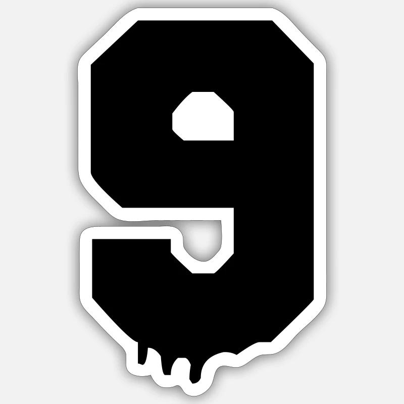 9 Number - Sticker size S (10 x 10 cm) - white matte