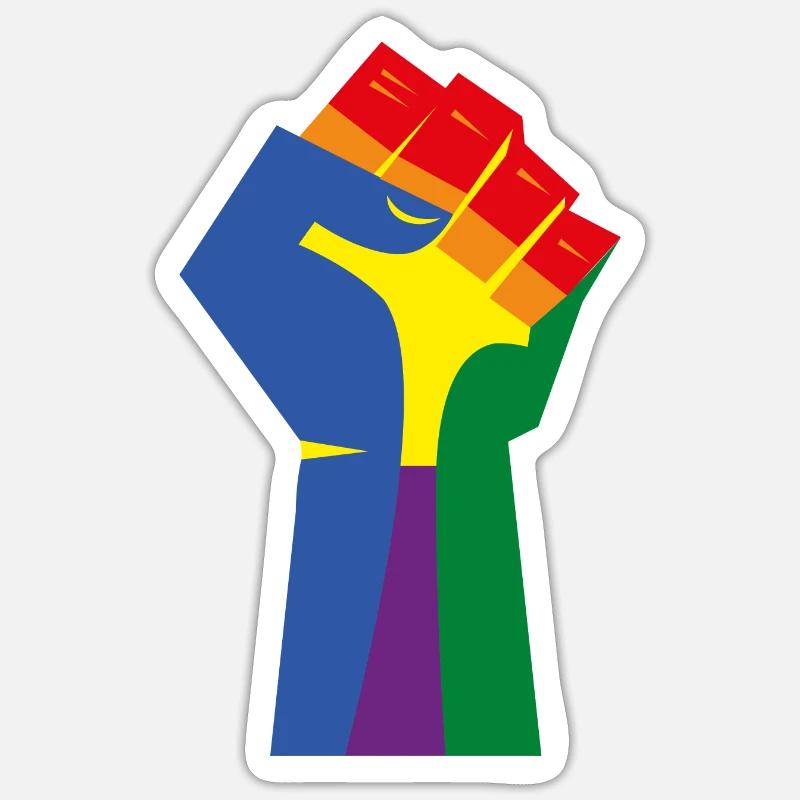 Die erhobene Faust (Regenbogenfarben) Sticker Größe S (10 x 10 cm)