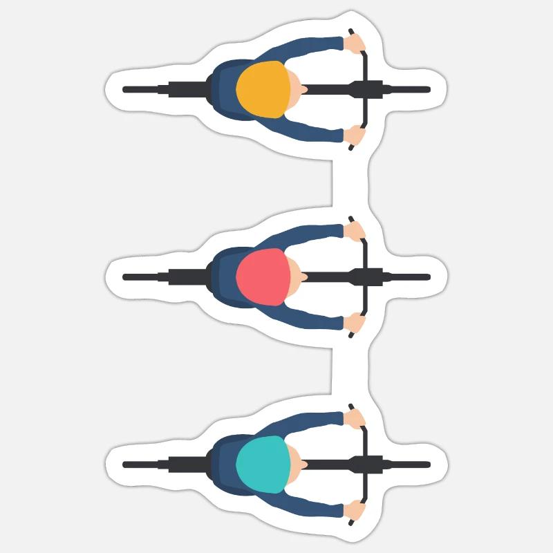 three cyclists - Sticker size S (10 x 10 cm) - white matte