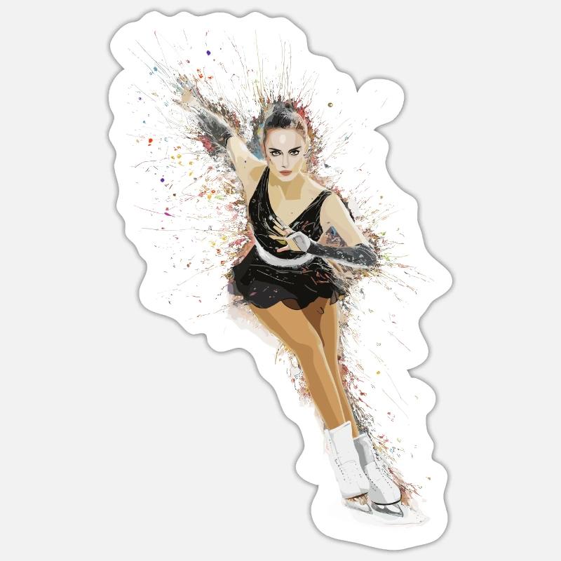 Dynamisches Eiskunstlaufen für einen - Sticker Größe S (10 x 10 cm) - Mattweiß