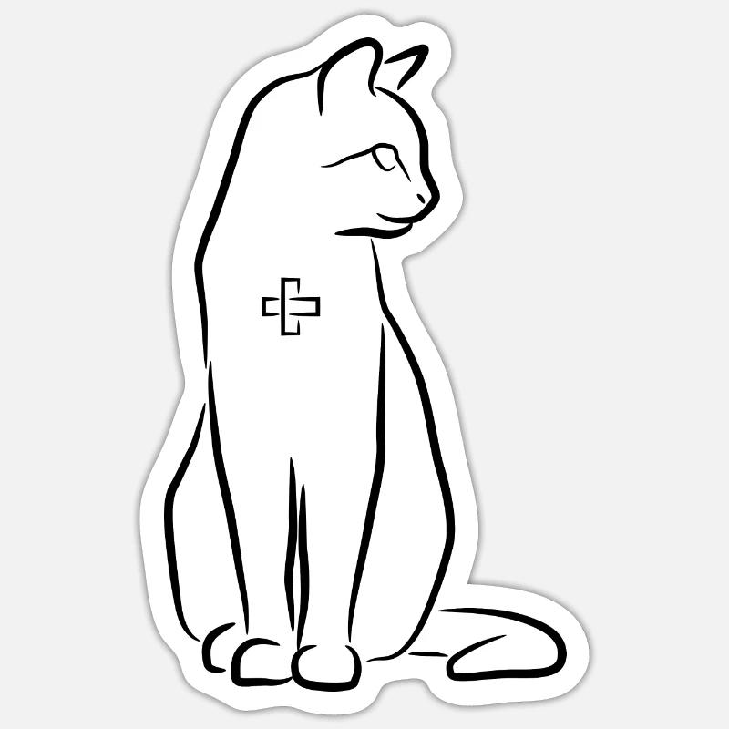 Cat First Aid - Sticker size S (10 x 10 cm) - white matte