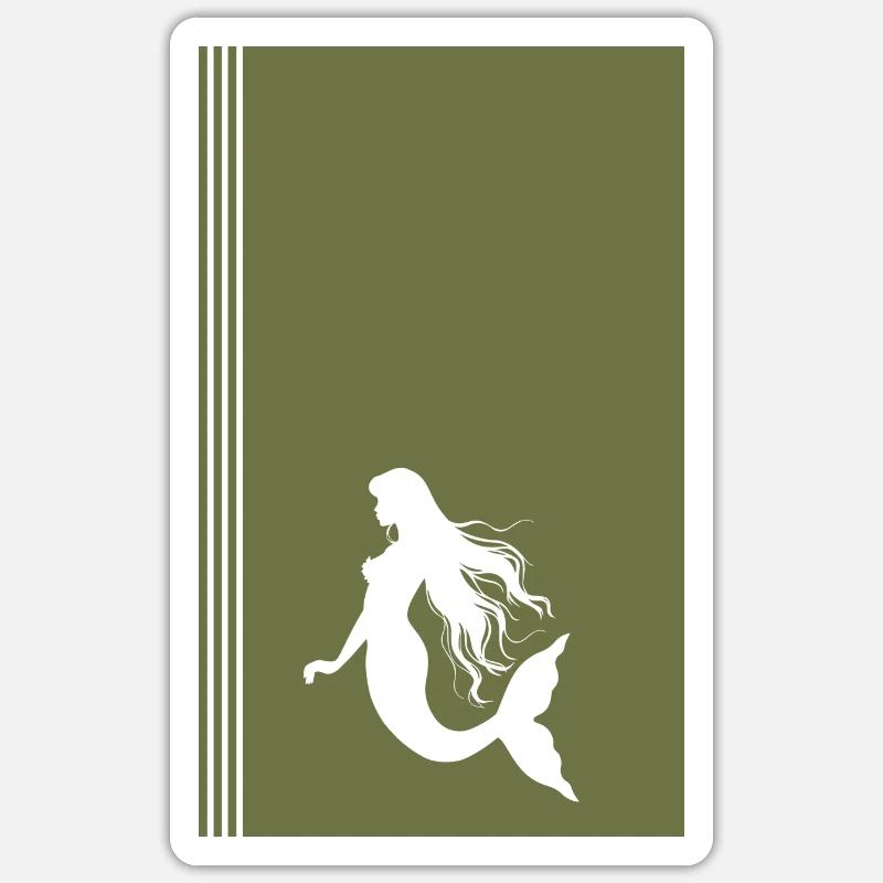 Sirène Neptune créature mythique - Sticker taille S (10 x 10 cm) - blanc mat