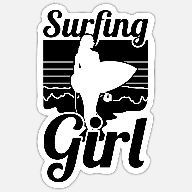 Fille surfeuse Sticker taille S (10 x 10 cm)