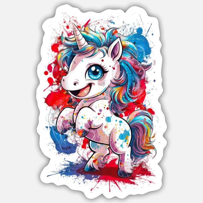 Graffiti de licorne - Sticker taille S (10 x 10 cm) - blanc mat