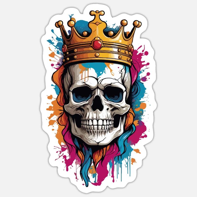 Skull with Crown Graffiti - Sticker size S (10 x 10 cm) - white matte