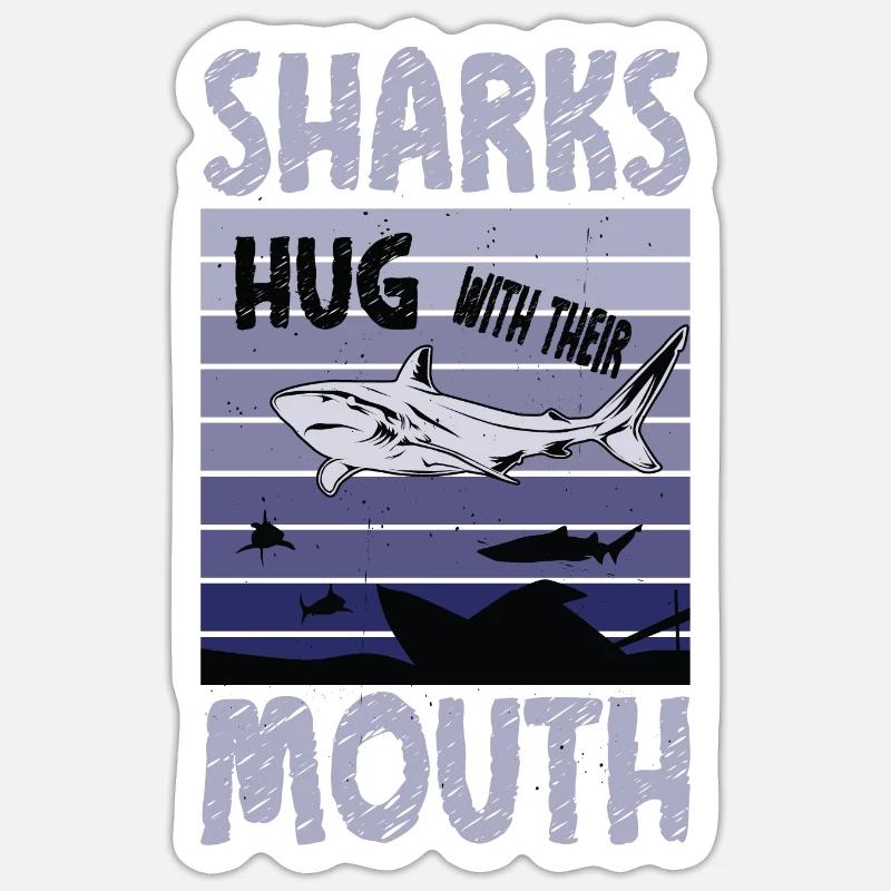 Great White Shark Hug Largest Predator Ocean Sticker size S (10 x 10 cm)