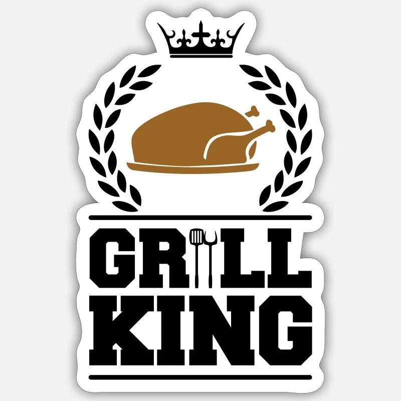 Poulet King grillé - Sticker taille S (10 x 10 cm) - blanc mat