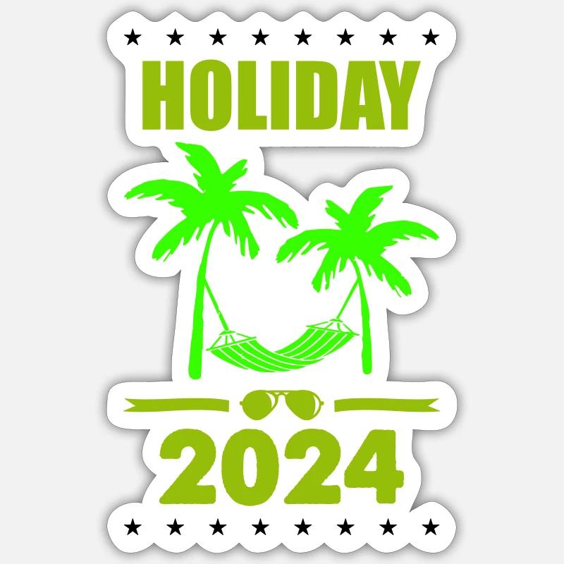 Vacances 2024 Vacances - Sticker taille S (10 x 10 cm) - blanc mat