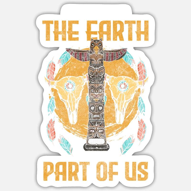 Totem Traumfänger Nachteule Azteke - Sticker Größe S (10 x 10 cm) - Mattweiß