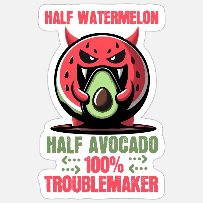 Halb Wassermelone, halb Avocado, alles Ärger! Sticker Größe S (10 x 10 cm)