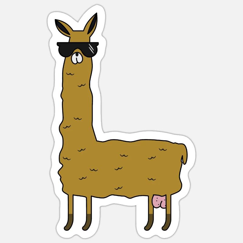 Llama with extras - Sticker size S (10 x 10 cm) - white matte