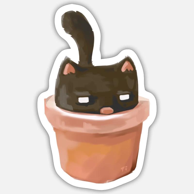 Töpfchen Katze Sticker Größe S (10 x 10 cm)