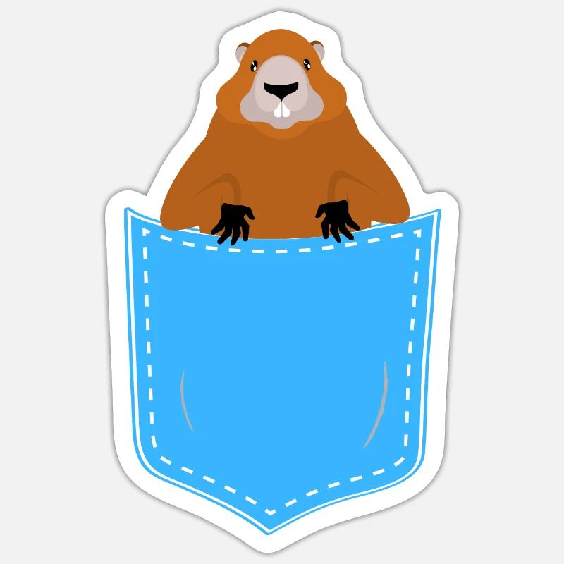 marmotte dans une poche - Sticker taille S (10 x 10 cm) - blanc mat