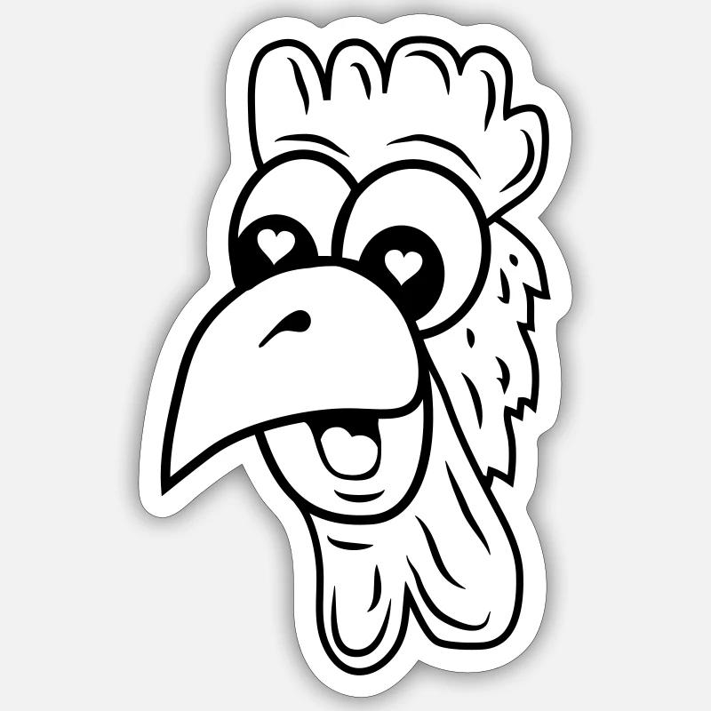 Poulet amoureux - Sticker taille S (10 x 10 cm) - blanc mat