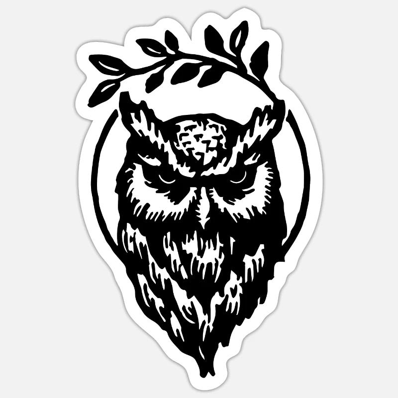 Eule - Sticker Größe S (10 x 10 cm) - Mattweiß