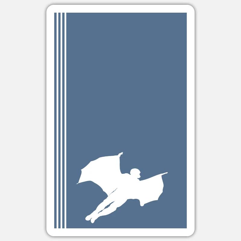 Wingsuit Vol Base Jump - Sticker taille S (10 x 10 cm) - blanc mat
