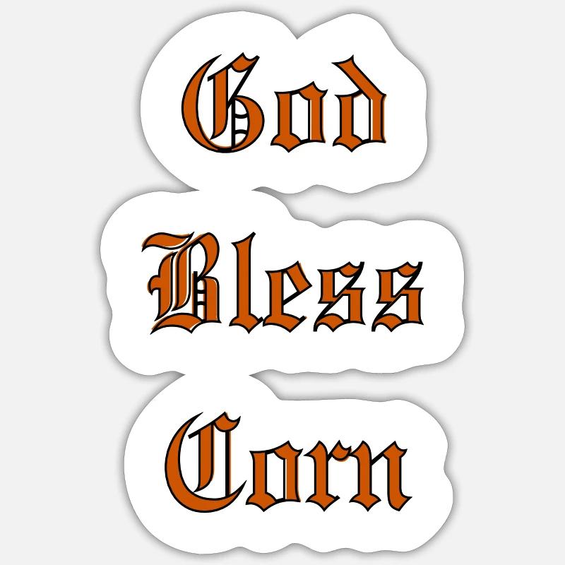 GodBlessCorn - Sticker Größe S (10 x 10 cm) - Mattweiß