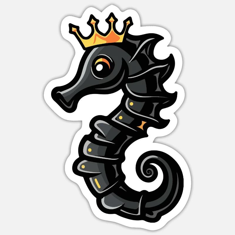 Seahorse Comic Crown - Sticker size S (10 x 10 cm) - white matte