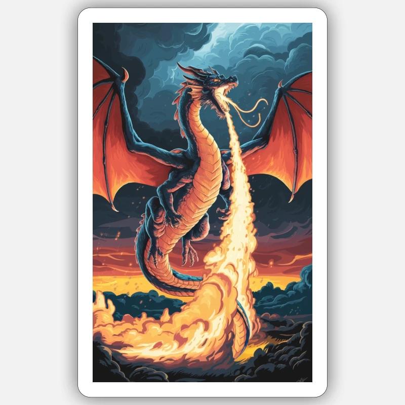 FEUERSPEIENDER DRACHE - Sticker Größe S (10 x 10 cm) - Mattweiß