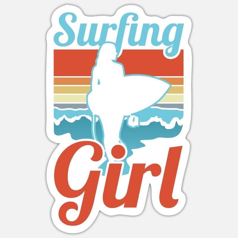 Surfeur - Sticker taille S (10 x 10 cm) - blanc mat