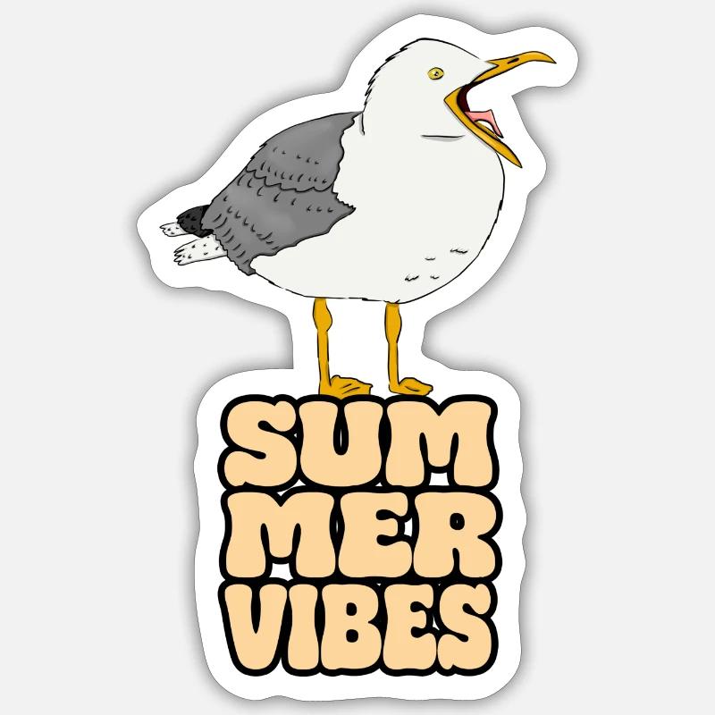 Möwe Summer Vibes - Sticker Größe S (10 x 10 cm) - Mattweiß
