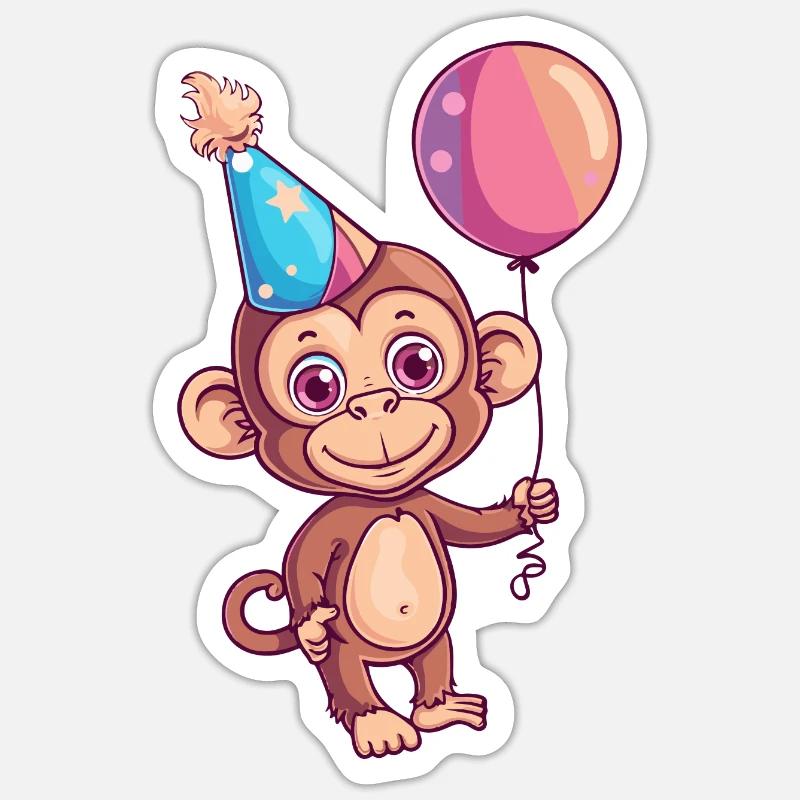 Monkey Birthday Comic - Sticker size S (10 x 10 cm) - white matte