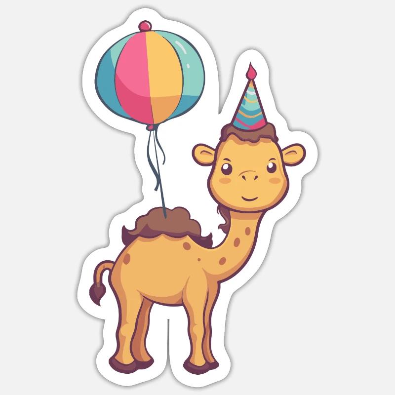 Kamel Geburtstag Comic Sticker Größe S (10 x 10 cm)