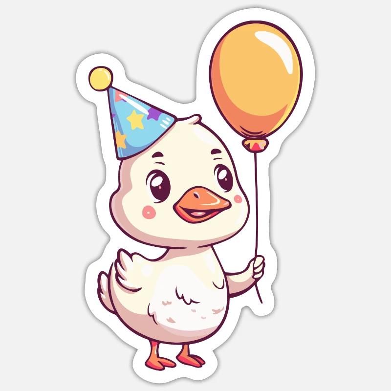 Goose Birthday Comic - Sticker size S (10 x 10 cm) - white matte