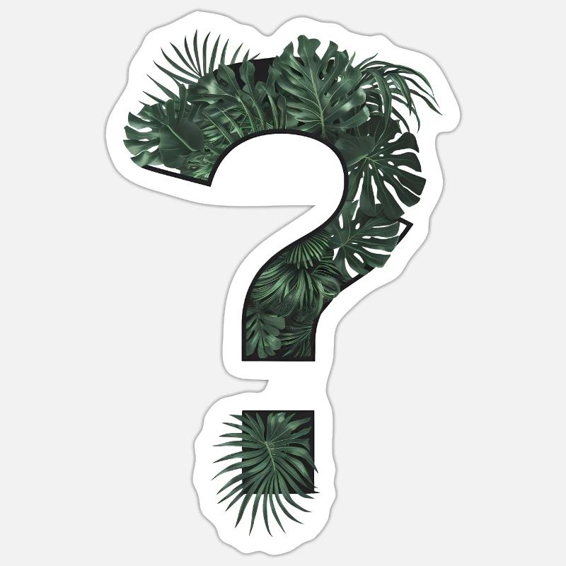 Question mark tropical plants - Sticker size S (10 x 10 cm) - white matte