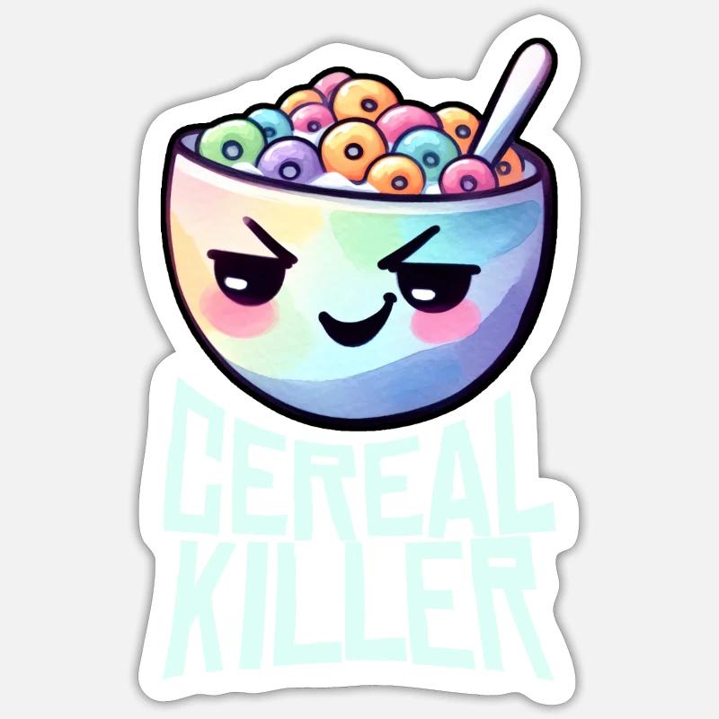 Cereal Killer Breakfast Pun - Sticker size S (10 x 10 cm) - white matte