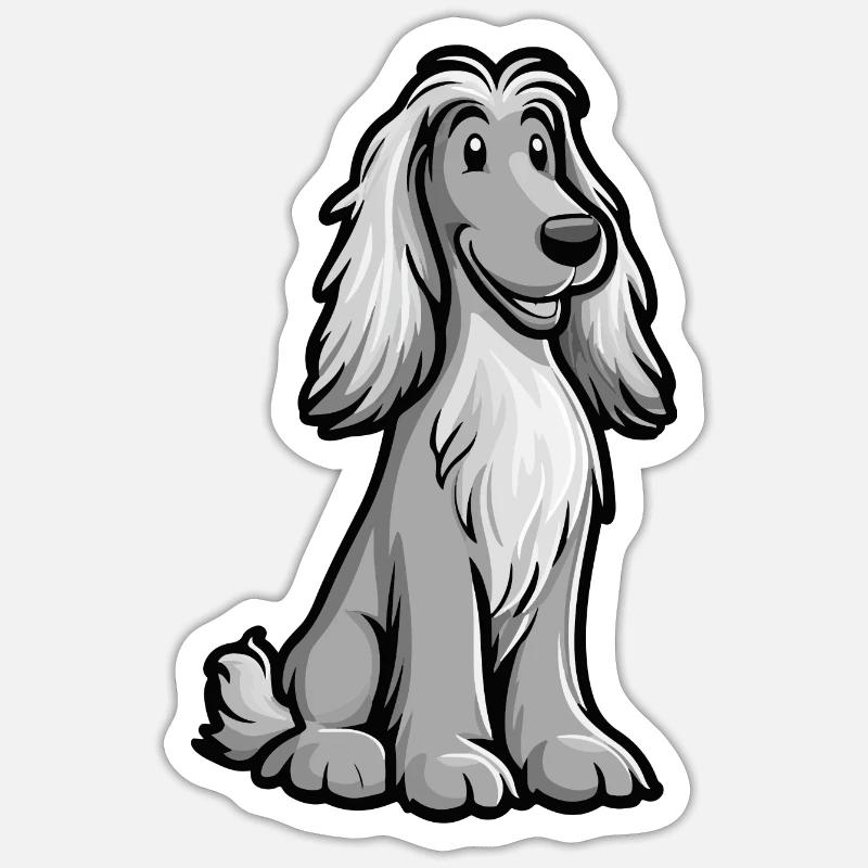 Afghan Hound Dog Comic Cute Sticker size S (10 x 10 cm)