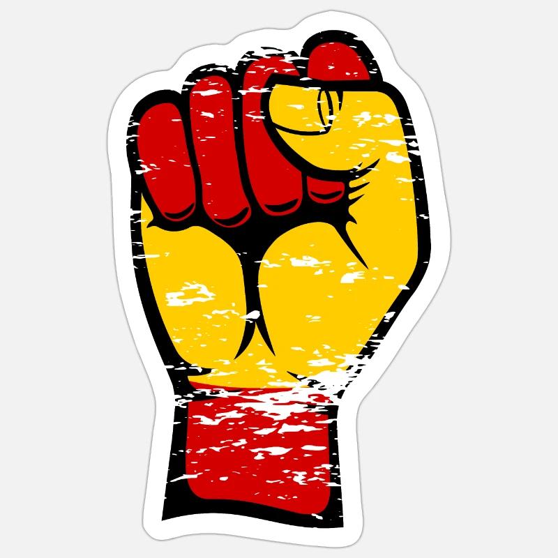 Poing de drapeau de l’Espagne utilisé Sticker taille S (10 x 10 cm)