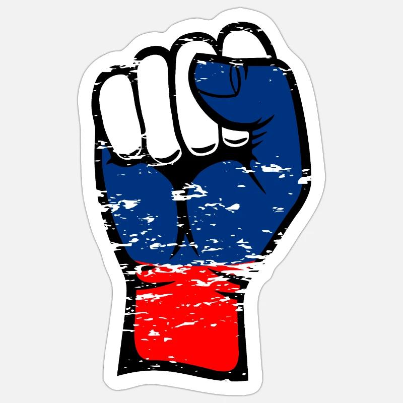 Poing de drapeau de la Russie utilisé Sticker taille S (10 x 10 cm)